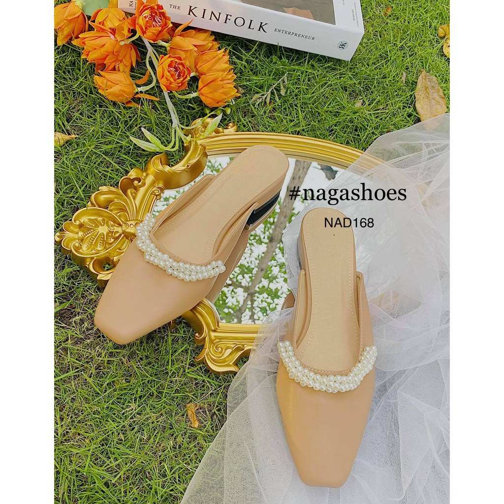 DÉP SỤC NAGASHOES ĐÍNH CHUỖI NGỌC 2CM NAD168