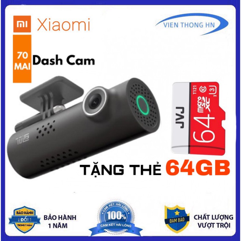 Camera hành trình oto xe hơi Xiaomi 70mai Dash cam độ nét FULL HD 1080P - TẶNG THẺ NHỚ 64GB - vienthonghn