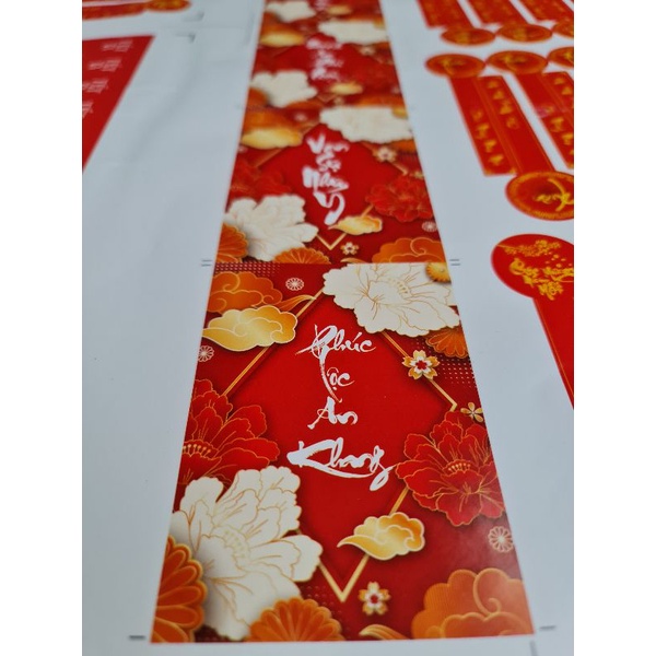12 Tem Decal Dán Hủ Mứt - Bánh Tết - Chữ "VẠN SỰ NHƯ Ý" Siêu Sang KT 7x10cm