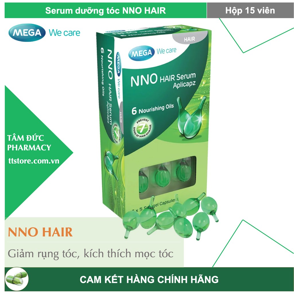 Serum NNO HAIR hộp 15 viên Giúp tóc khoẻ mềm mượt, cải thiện tóc hư tổn, khô, rối