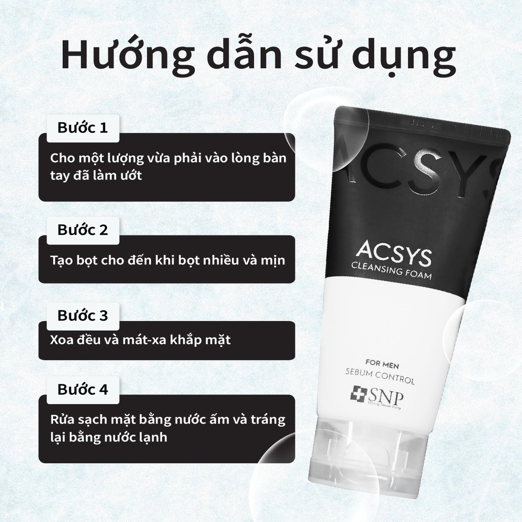 Sữa rữa mặt nam hỗ trợ giảm mụn, kiểm soát bã nhờn SNP ACSYS Sebum Control 120ml
