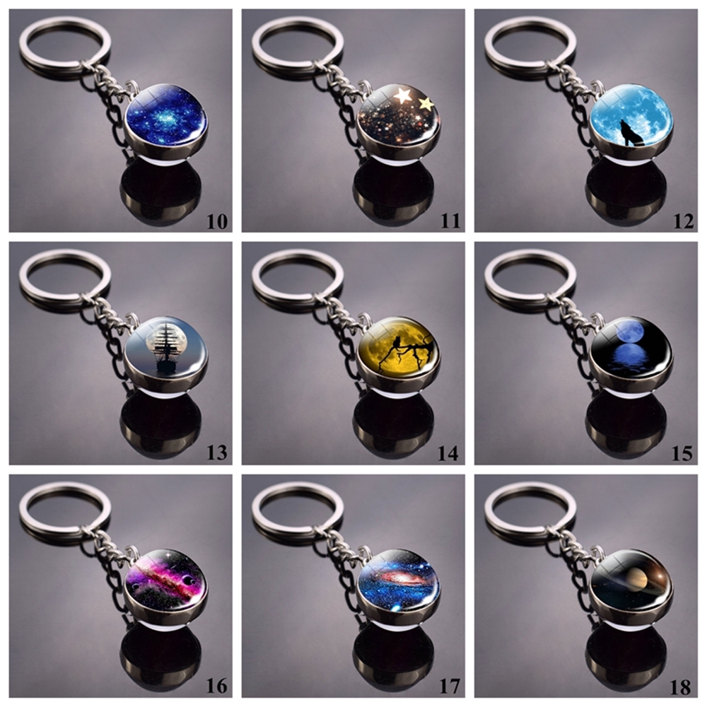 CACTU Pendant Glass Dome Chain|Ball Time|Solar System Keychain