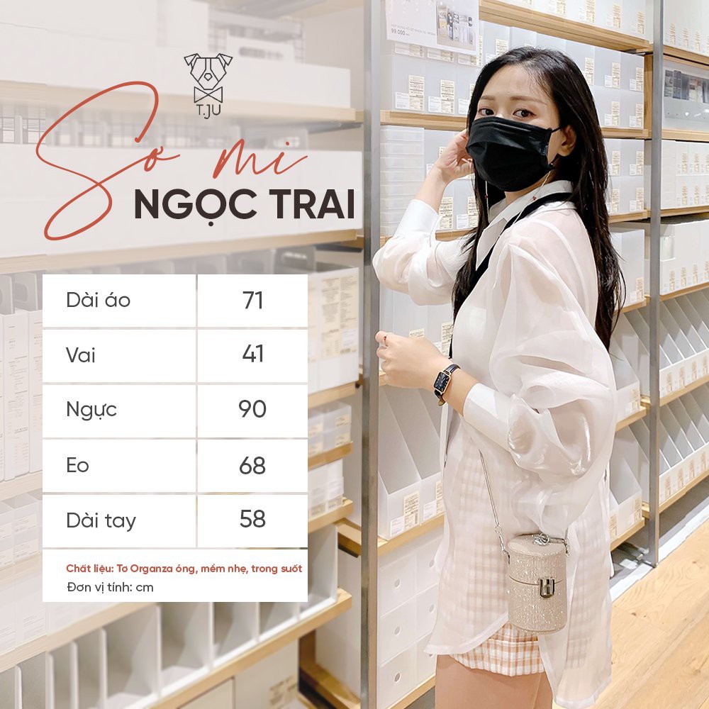 Áo sơ mi nữ trong suốt dài tay. Sơ mi nữ xuyên thấu ánh nhẹ, xẻ tà sau, thắt nơ, freesize, ulzzang, T-Ju (Ngọc Trai) | BigBuy360 - bigbuy360.vn