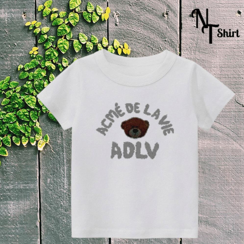 Áo thun bé trai và bé gái, Áo phông trẻ em in hình ADLV TEDDY BEAR, Áo cotton xịn mặc mát thoải mái hình chất lượng