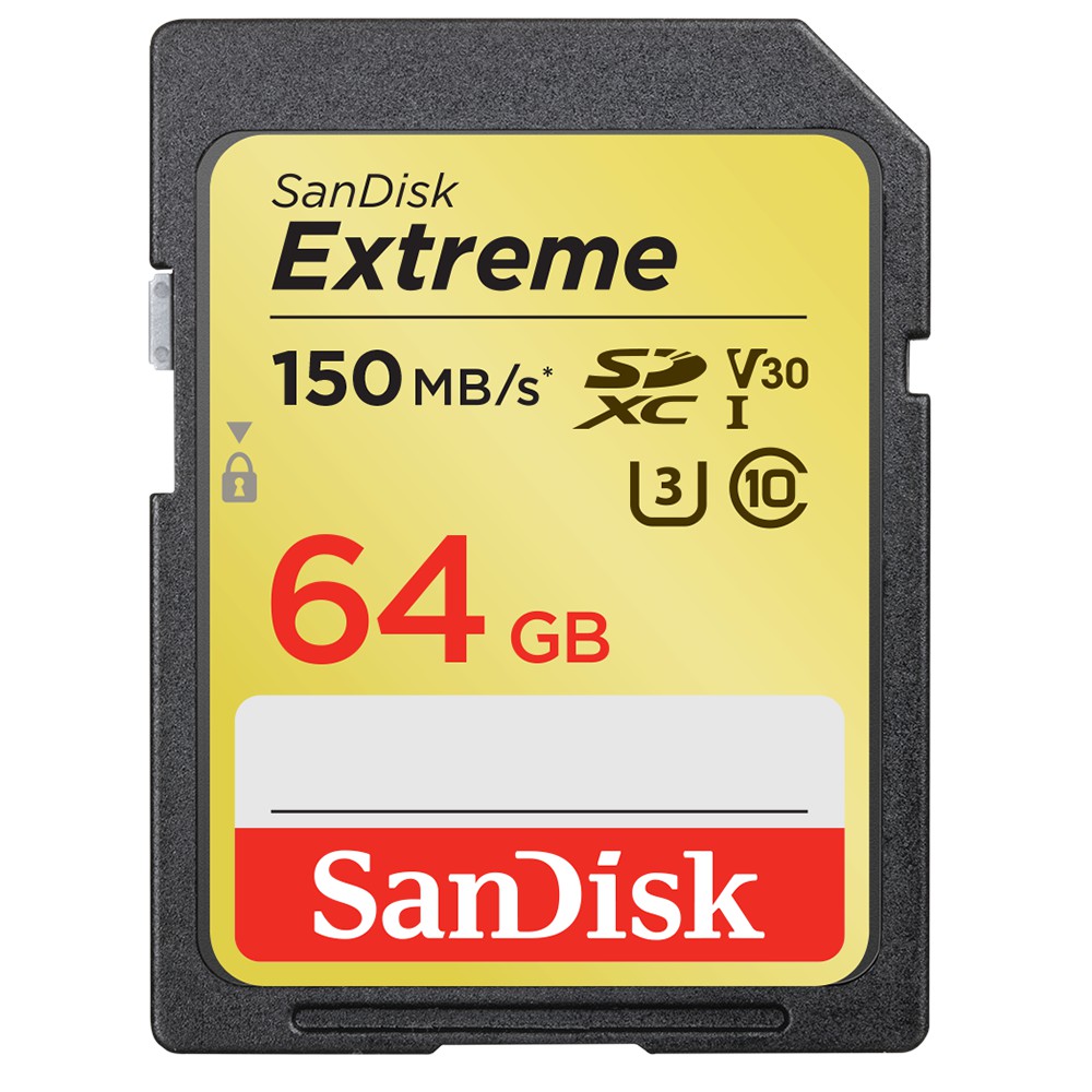 Thẻ nhớ Máy Ảnh SDXC SanDisk Extreme 64GB V30 UHS-I U3 4K 150MB/s - Model 2019 (Vàng)