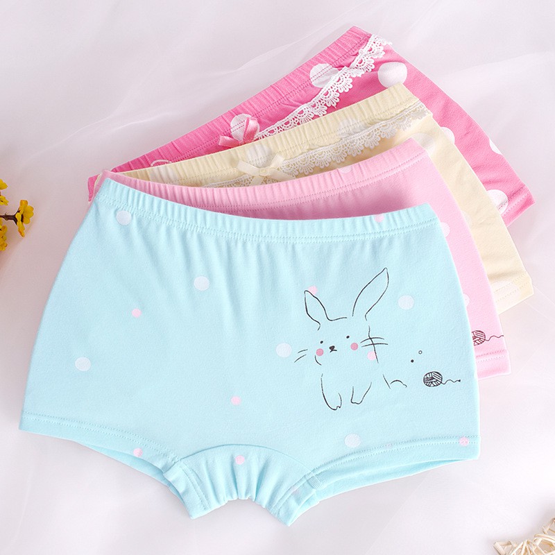 Bộ 2 Quần Lót Boxer Cotton Họa Tiết Hoạt Hình Cho Bé Gái