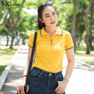 Áo phông nữ có cổ - MC Fashion AP169 màu vàng Nhé