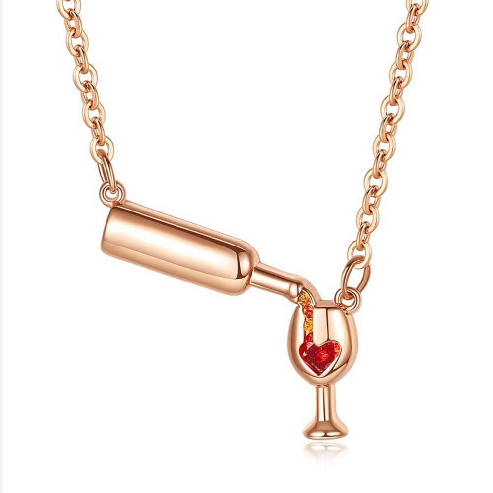 LILYES Vòng cổ Hợp Kim Mặt Đồng Hồ Cát Hình Trái Tim Màu Đỏ Rượu Vang Độc Đáo Thời Trang