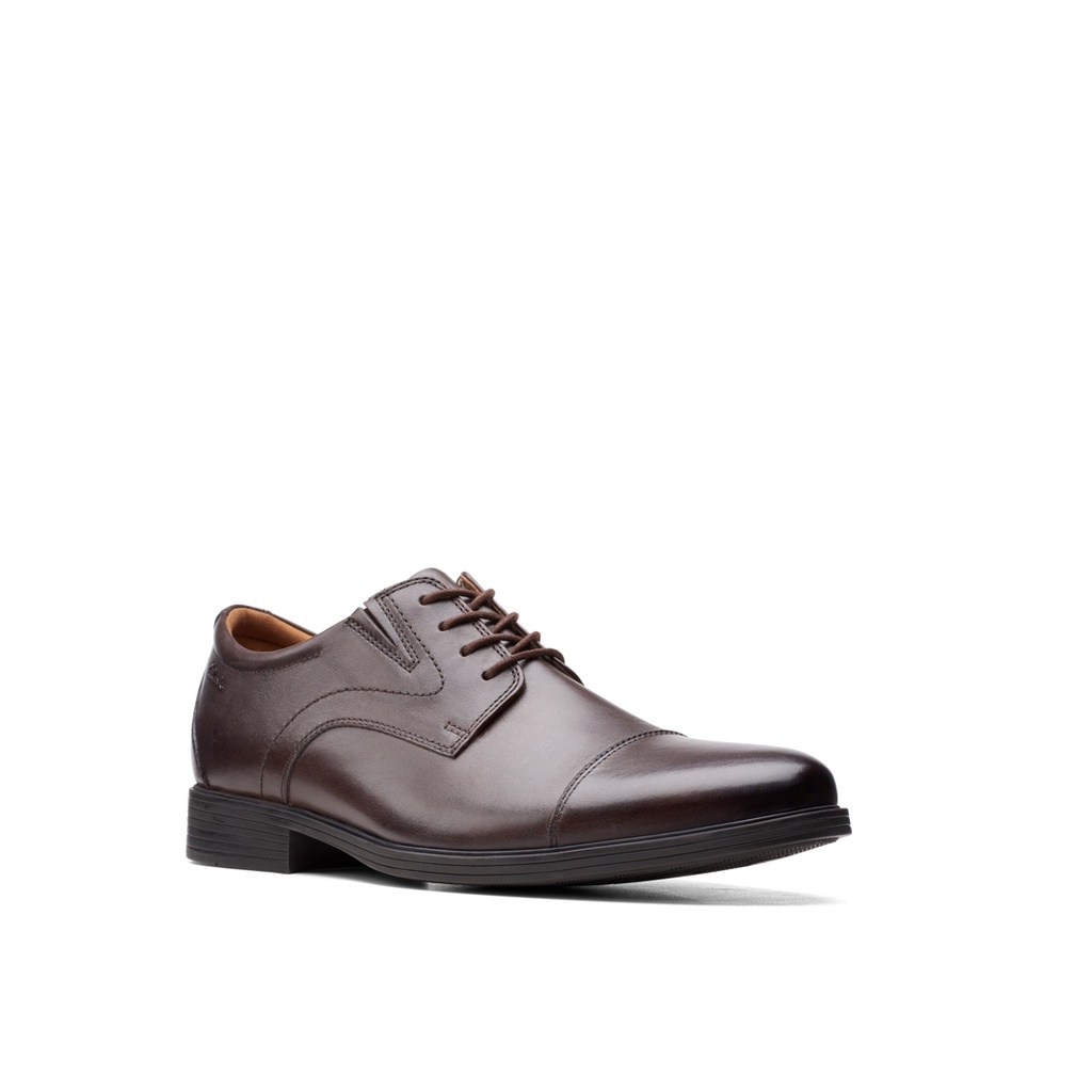 Giày Tây Da Nam CLARKS Whiddon Cap Màu Dark Brown