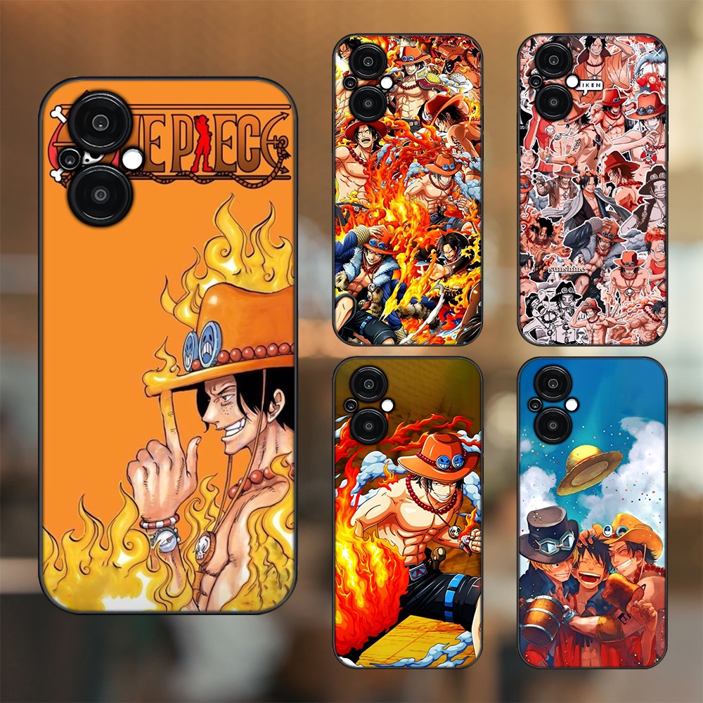 Ốp lưng Oppo Reno 8Z 5G viền đen in hình Ace One Piece