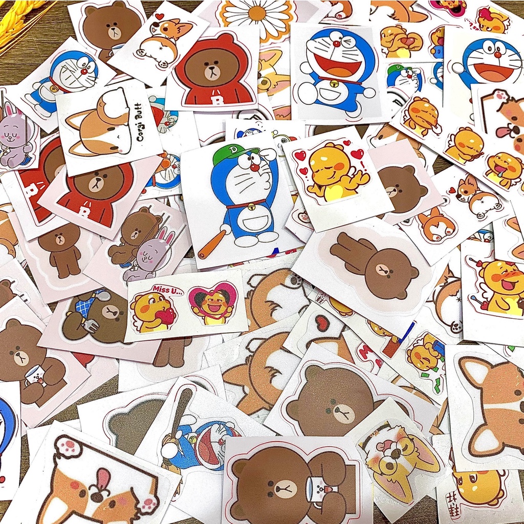 Bộ 5 miếng dán Sticker, hình random dễ thương chất liệu decal vinyl cao cấp.