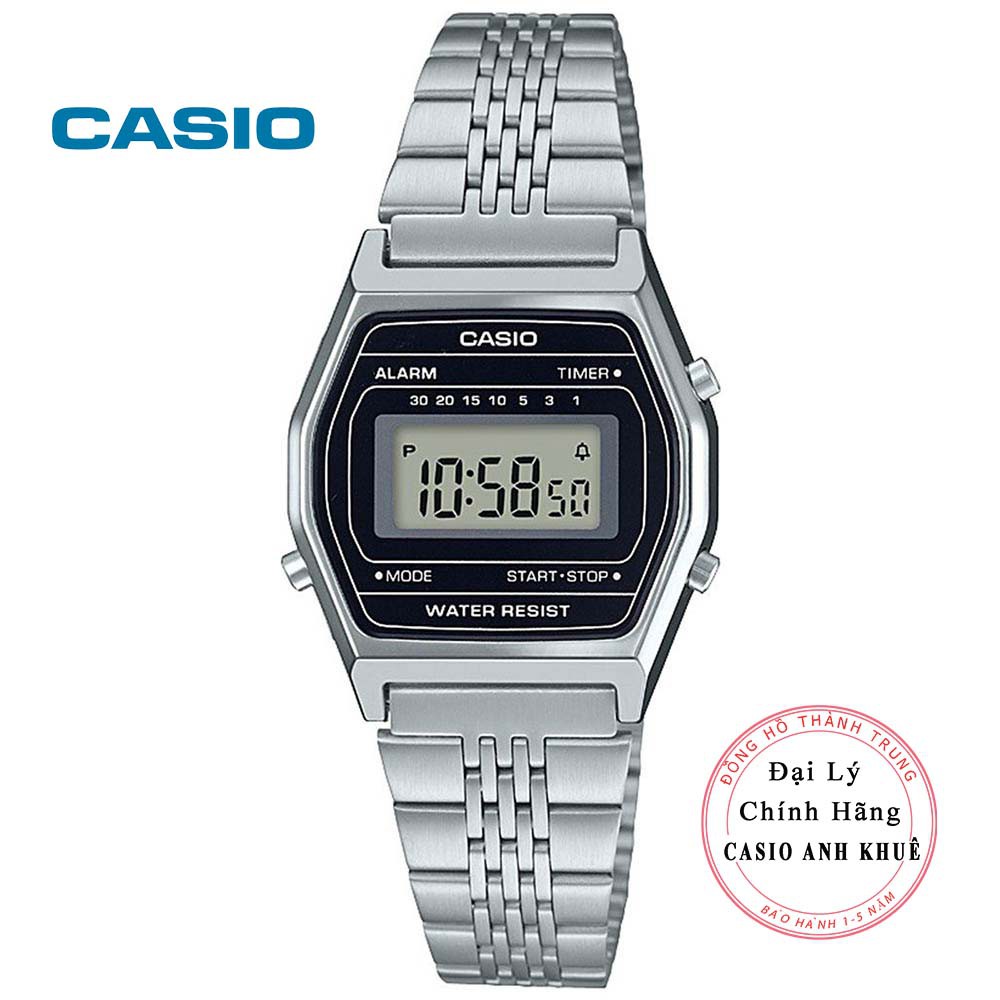 Đồng hồ điện tử nữ Casio LA690WA-1DF dây kim loại