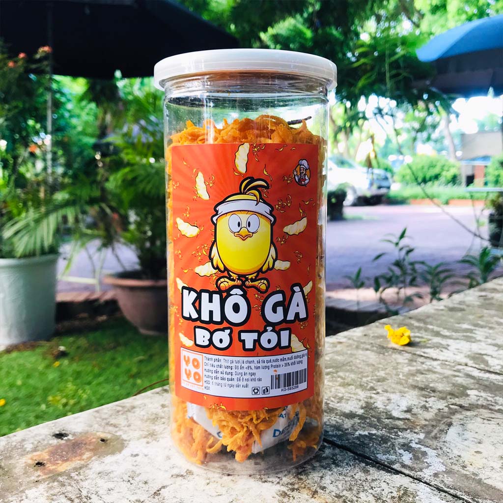 Khô gà bơ tỏi đóng hũ 300g đồ ăn vặt YOYO | BigBuy360 - bigbuy360.vn