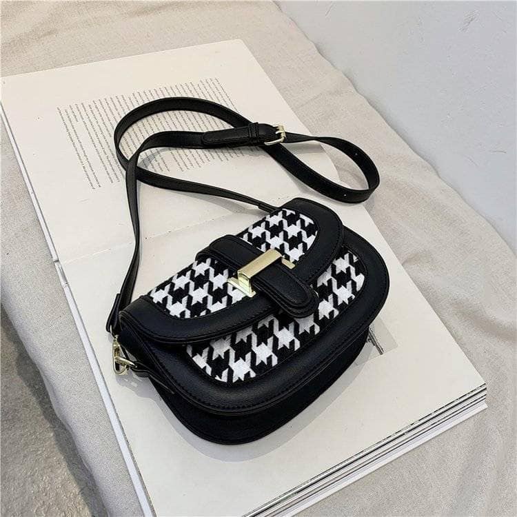 Túi Đeo Chéo Da PU Họa Tiết Caro Phong Cách Retro Cho Nữ