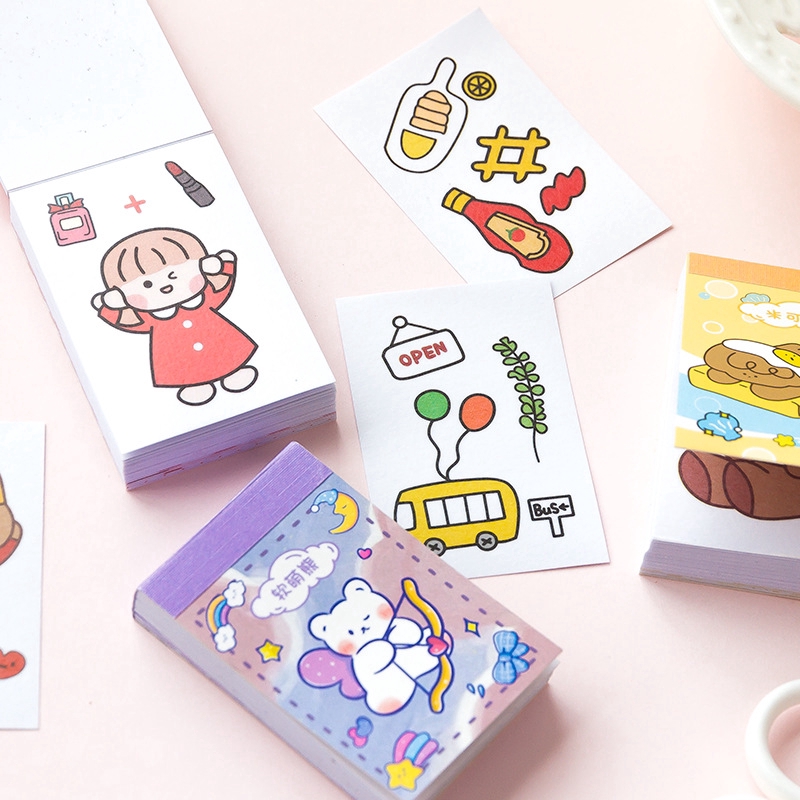 Set 50 Miếng Dán Trang Trí Sổ Lưu Niệm Hình Hoạt Hình Dễ Thương