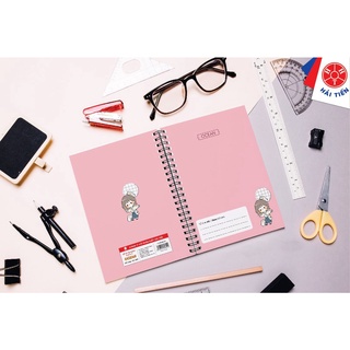 Cuốn Sổ A5 (200 trang) cầm tay, vở ghi chép, tập sổ note dòng caro ghi nhớ HẢI TIẾN, Sổ gáy kép đôi lò xo dòng kẻ ngang