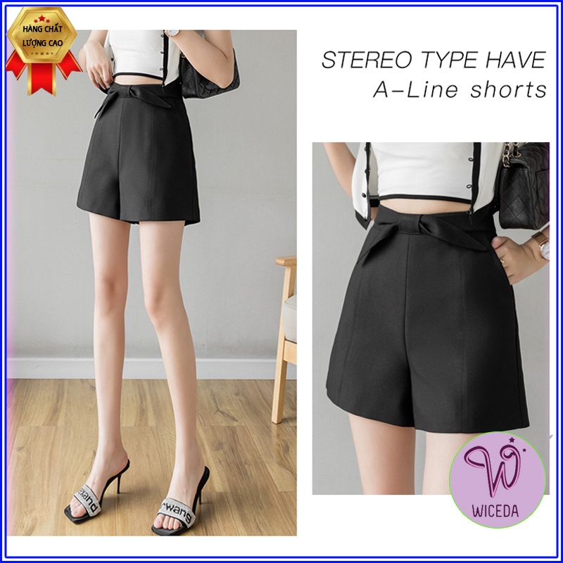 Quần short đùi nữ cạp cao đẹp Wiceda , quần sooc đen mặc nhà đi chơi tiện dụng chất tuyết mưa hàn không nhăn QN355
