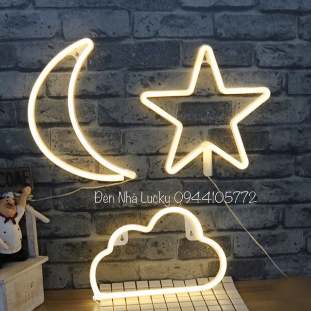 Đèn neon light hình mặt trăng khuyết lấp lánh