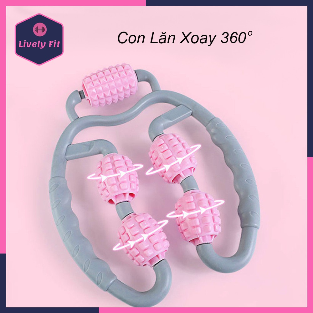 (HOT) Con Lăn Massage ❤️ 360 Độ 5 Bánh Lăn Giãn Cơ Tập Yoga, Dụng Cụ Mát Xa Thư Giãn Tay Chân, Nhựa PP An Toàn