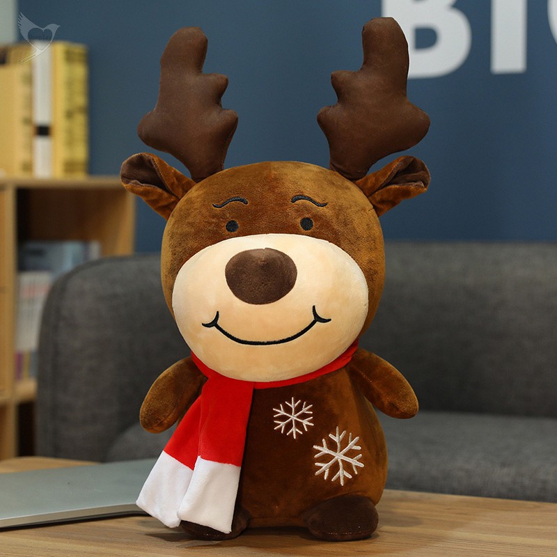 [d] Christmas Plush Toy Elk Doll Stuffed Animal Birthday Doll Pillow for Children Girl Women