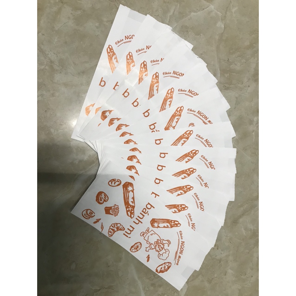 100 túi giấy bánh mì giấy thấm dầu cao cấp.