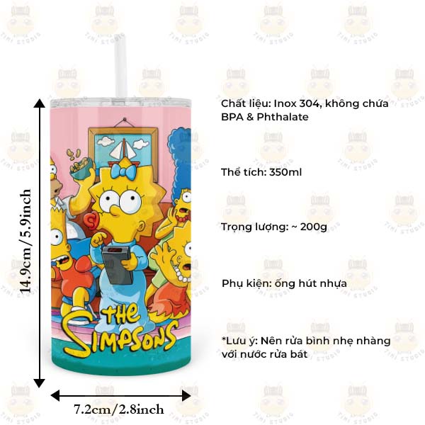 Bình Nước Giữ Nhiệt Hình Simpsons - Ly Giữ Nhiệt Hình Simpsons - Cốc Giữ Nhiệt Hình Simpsons
