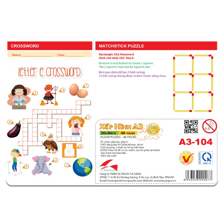Tranh xếp hình Tia Sáng phát triển trí tuệ cho bé 048 mảnh - Peppa Pig - MSP: A3-104