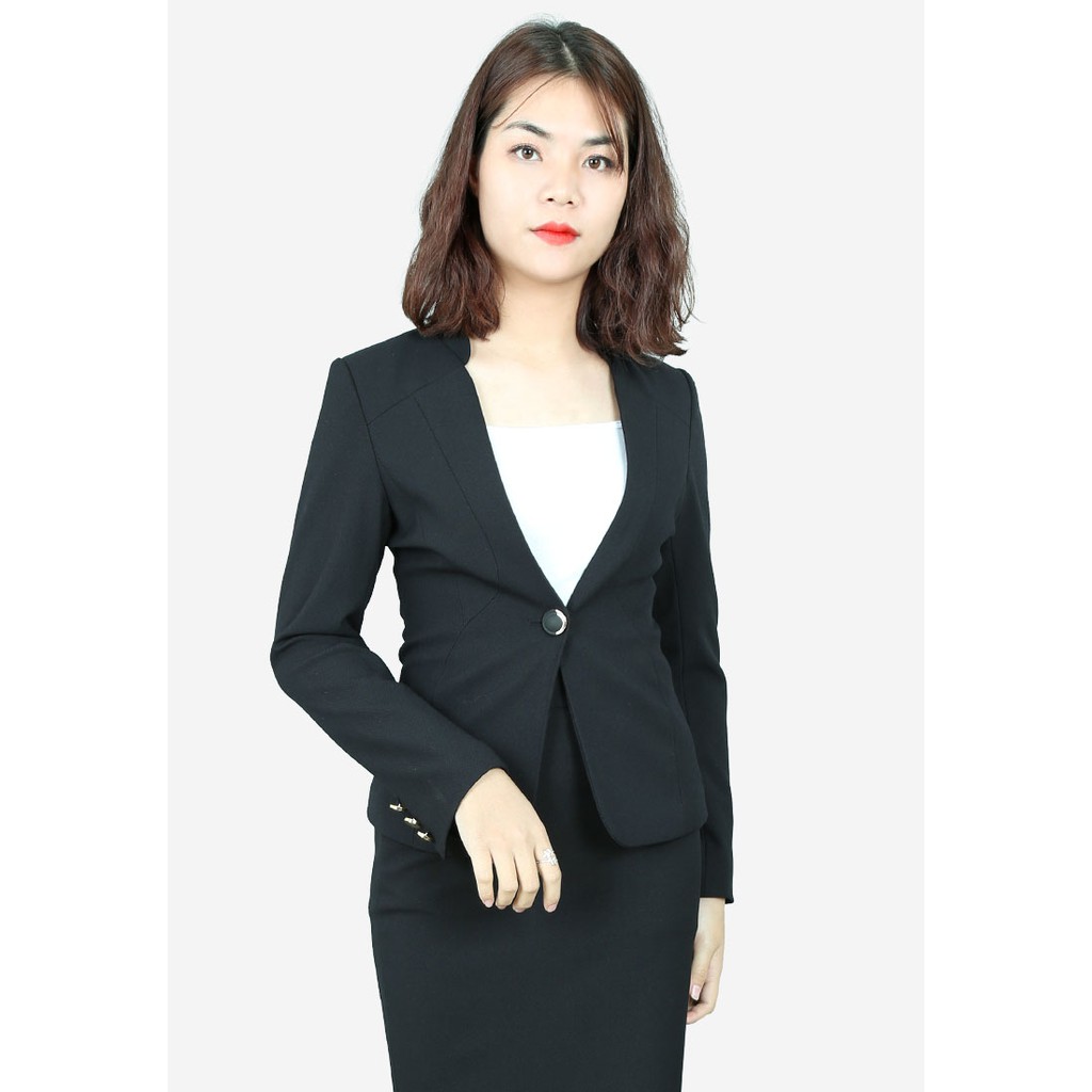 Áo vest 2 lớp tay dài gạo đen cổ tàu cổ tàu leo thân bổ hình 1 khuy The One Fashion AVD036DE2