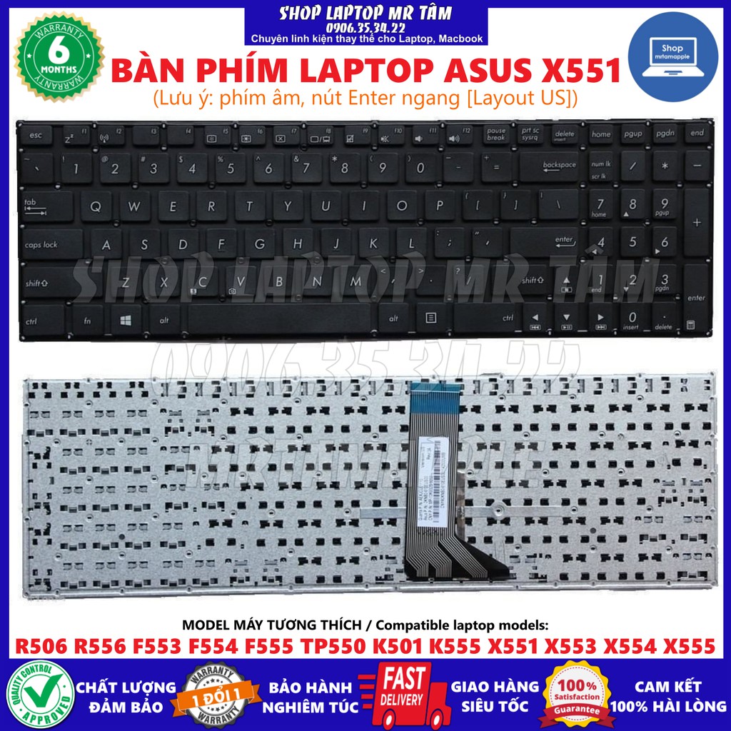 (KEYBOARD) BÀN PHÍM LAPTOP ASUS X551  dùng cho D550 R506 R556 F553 F554 F555 TP550 K501 K555 X551 X553 X554 X555