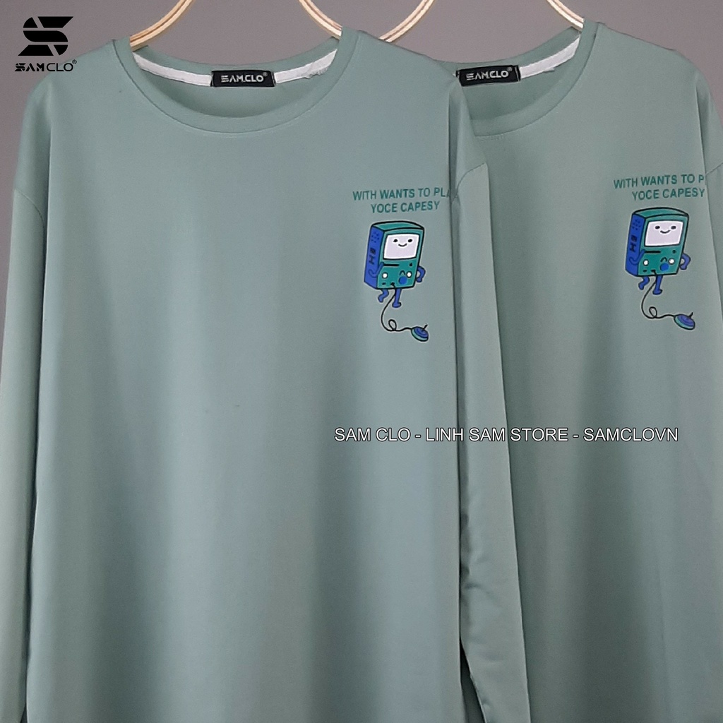 Áo thun TAY DÀI nữ SAM CLO ULZZANG freesize phông form rộng dáng unisex mặc cặp, nhóm, lớp in hình MÁY CHƠI GAME