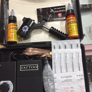 Combo 1 máy xăm rotary bishop 599k/1 bộ mầu đen