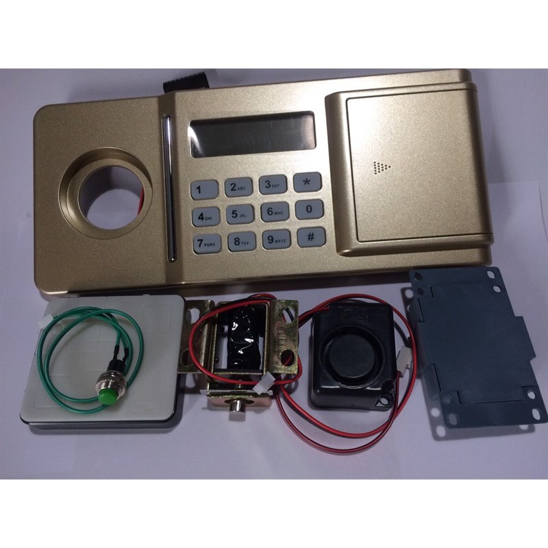 KHÓA MÃ SỐ ĐIỆN TỬ KÉT SẮT PIN NGOÀI - ZA8002 - 300gr - màu vàng - Nhập Khẩu (bộ)