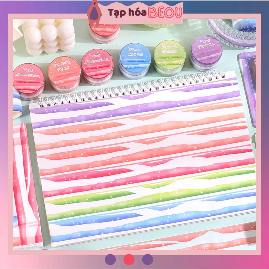 Washi tape đám mây, hình dán màu sắc rực rỡ trang trí sổ, toploader