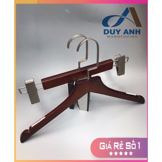 Móc áo gỗ nữ nâu bằng : kẹp nâu mạ crom