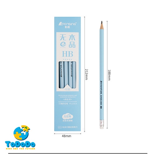 Bút chì gỗ, ngòi bút 2b có tẩy và gọt chì 12 bút dùng vẽ tranh viết chữ cho học sinh.