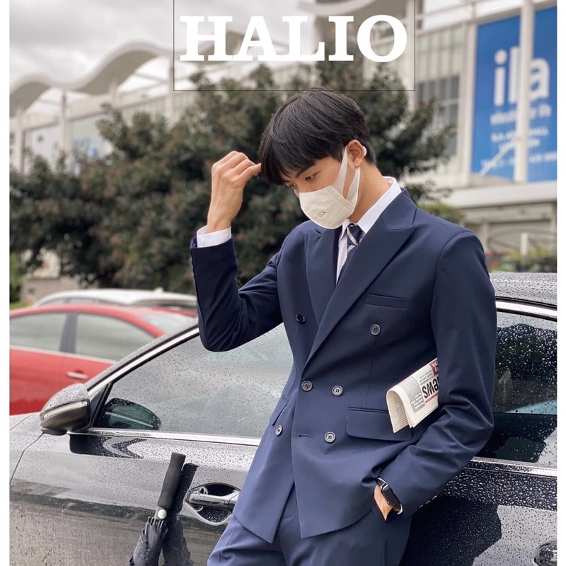Áo vest nam xanh navy ve nhọn, 6 khuy, dáng  thoải mái, trẻ trung, lịch lãm - HALIOMAN