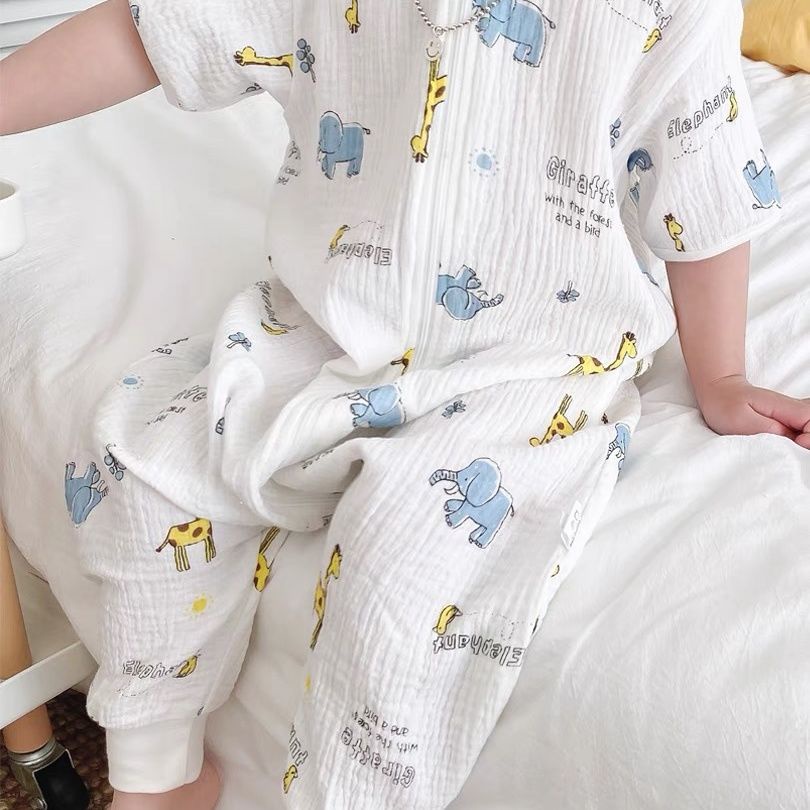 ✨Hàng Có Sẵn✨ Bộ Đồ Ngủ Liền Thân Tay Ngắn Chất Cotton Mỏng Nhẹ Thời Trang Mùa Hè Xinh Xắn Cho Bé Trai