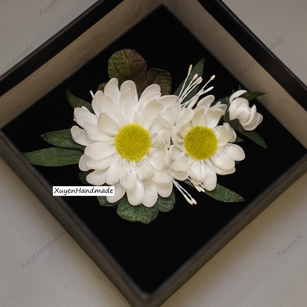 Hoa Cúc Đôi Handmade Cài Áo Cao Cấp