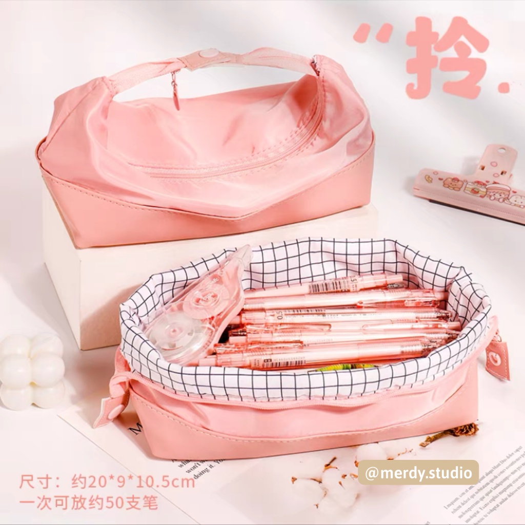 Túi đựng bút pastel siêu to vải dày dặn hoạ tiết caro