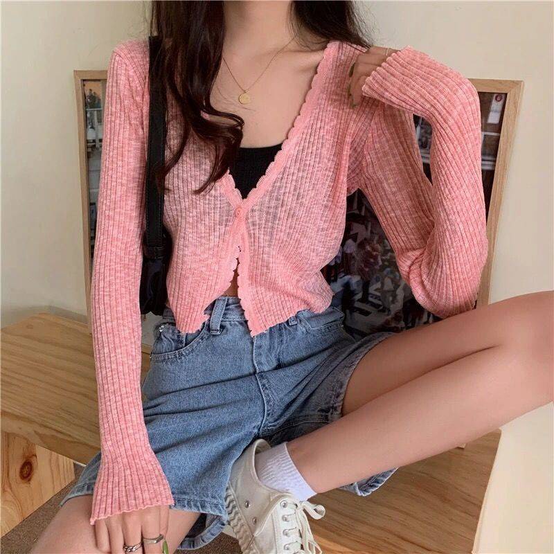 Áo khoác croptop nữ bigsize cardigan croptop áo croptop cổ lọ thời trang mùa hè đan