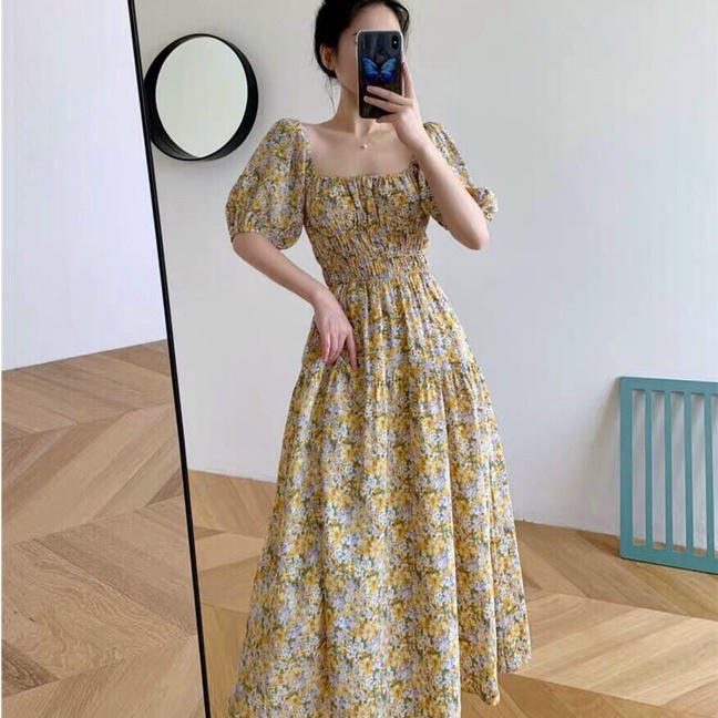 Đầm hoa nhí dáng dài cực xinh cho nàng thích phong cách retro