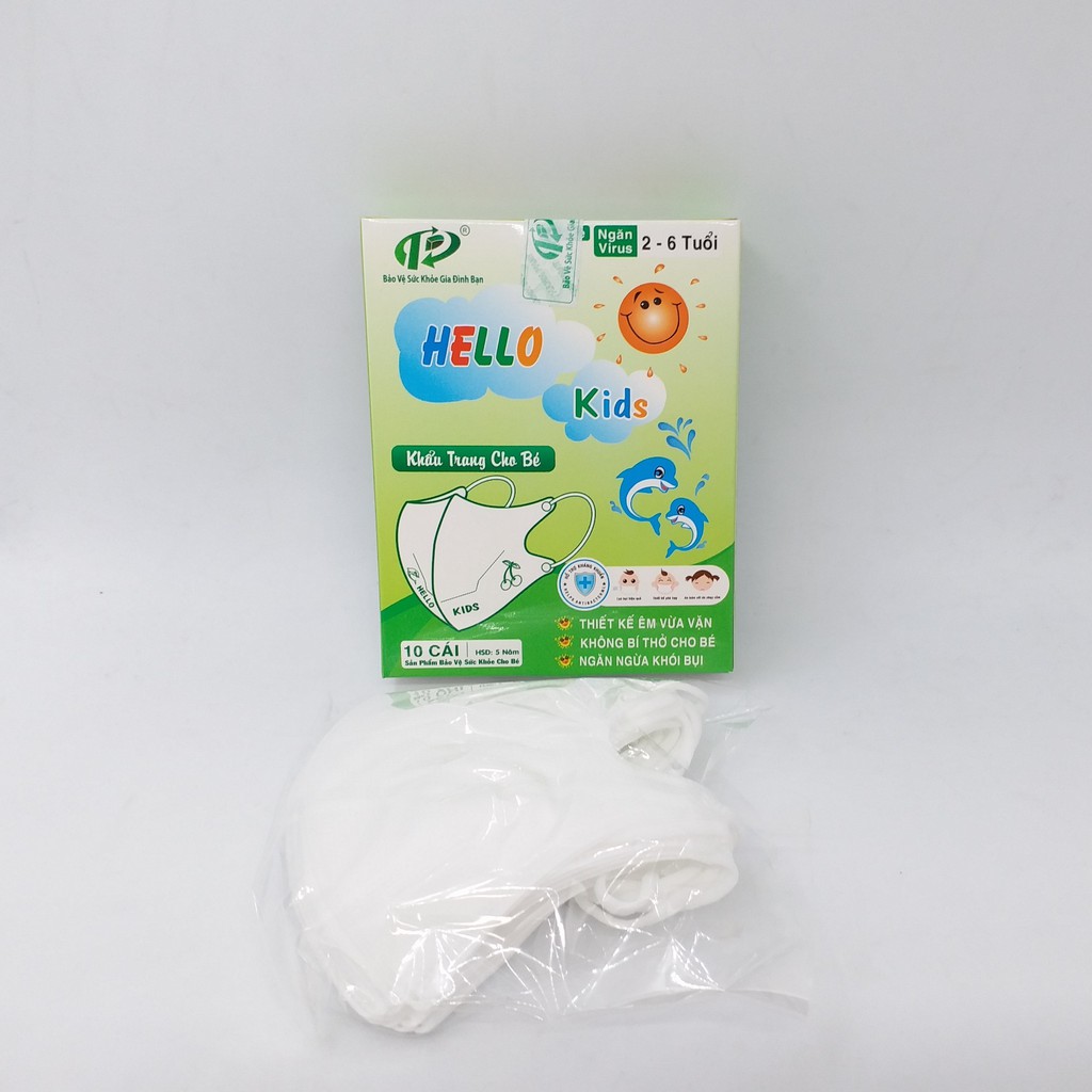 combo 3 hộp khẩu trang hello kid màu trắng (hộp 10 cái) tặng 1 hộp miếng dán hạ sốt