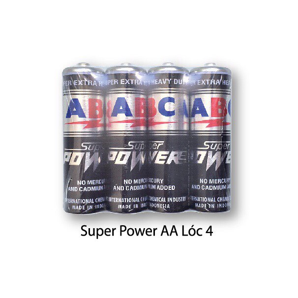 Vỉ 4 Pin ABC Super Power 2A/1,5V SH-AA4S-576 (Thương Hiệu Indonesia)