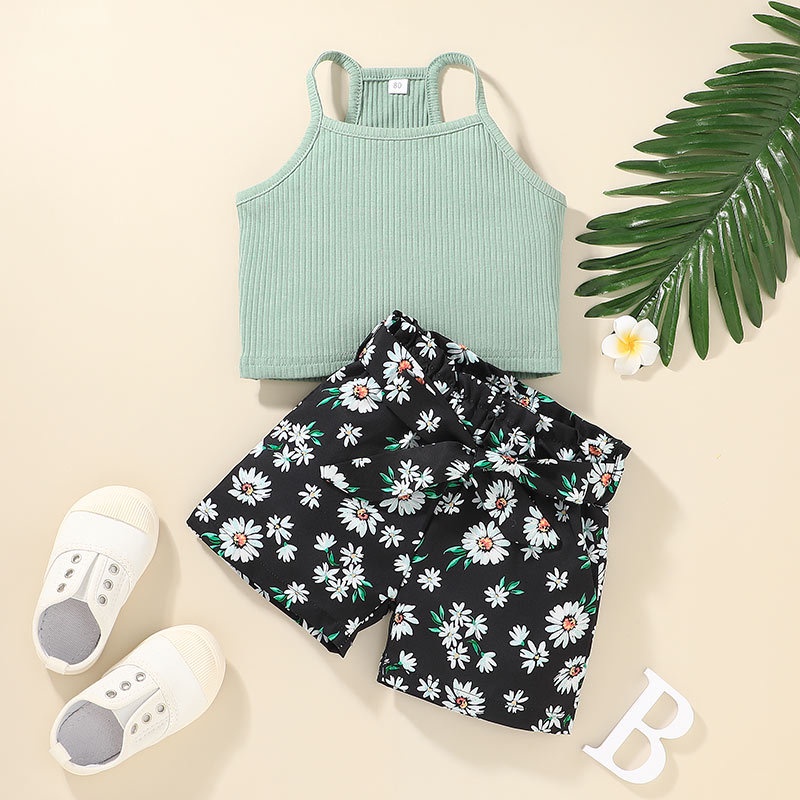 Combo bộ đồ bé gái 1-6 tuổi áo croptop Sát Nách In Hoa Dễ Thương set mùa hè thời trang cho bé trẻ em