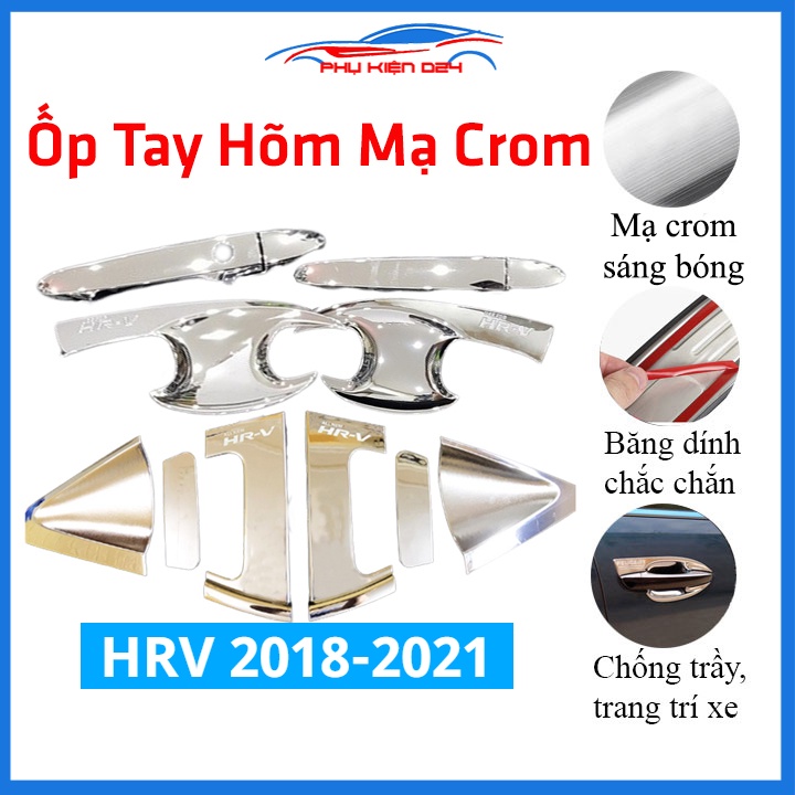 Ốp tay hõm mạ crom HRV 2018-2019-2020-2021 sáng bóng chống trầy bảo vệ cửa xe ô tô