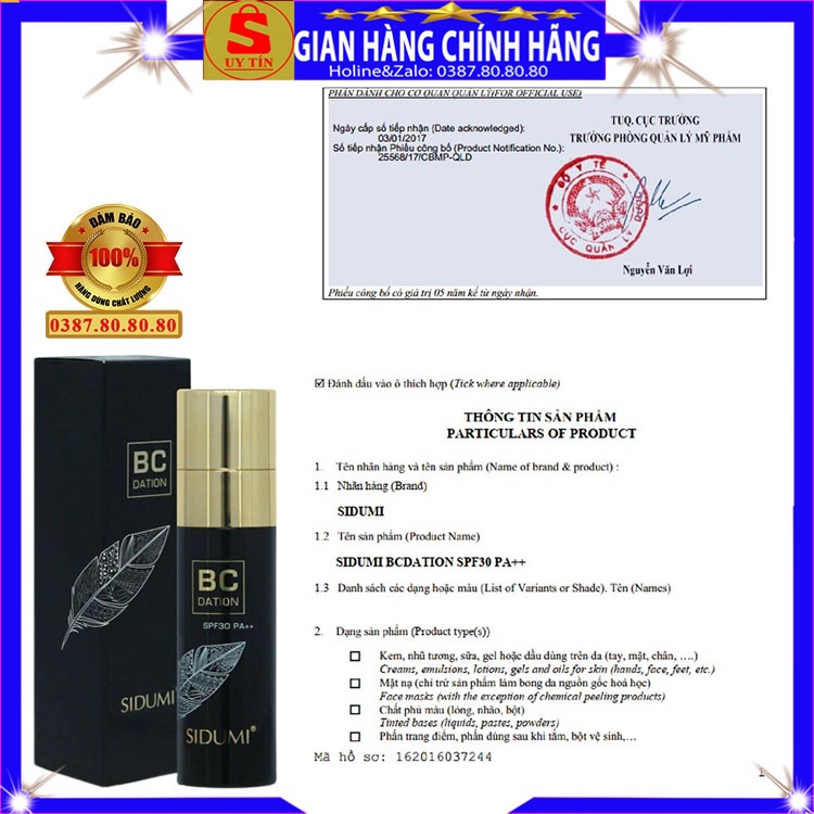 Kem nền trang điểm kiềm dầu che khuyết điểm loại tốt BCD Sidumi hàn quốc chính hãng cho da dầu mụn khô BB cream phấn phủ