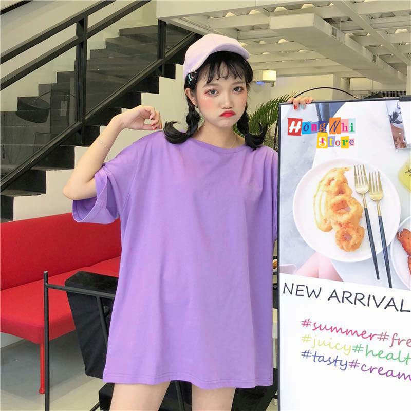 ÁO THUN TAY LỠ TRƠN OVERSIZE DÁNG RỘNG MÀU TÍM NHẠT - ÁO THUN TAY LỬNG UNISEX PURPLE - MM