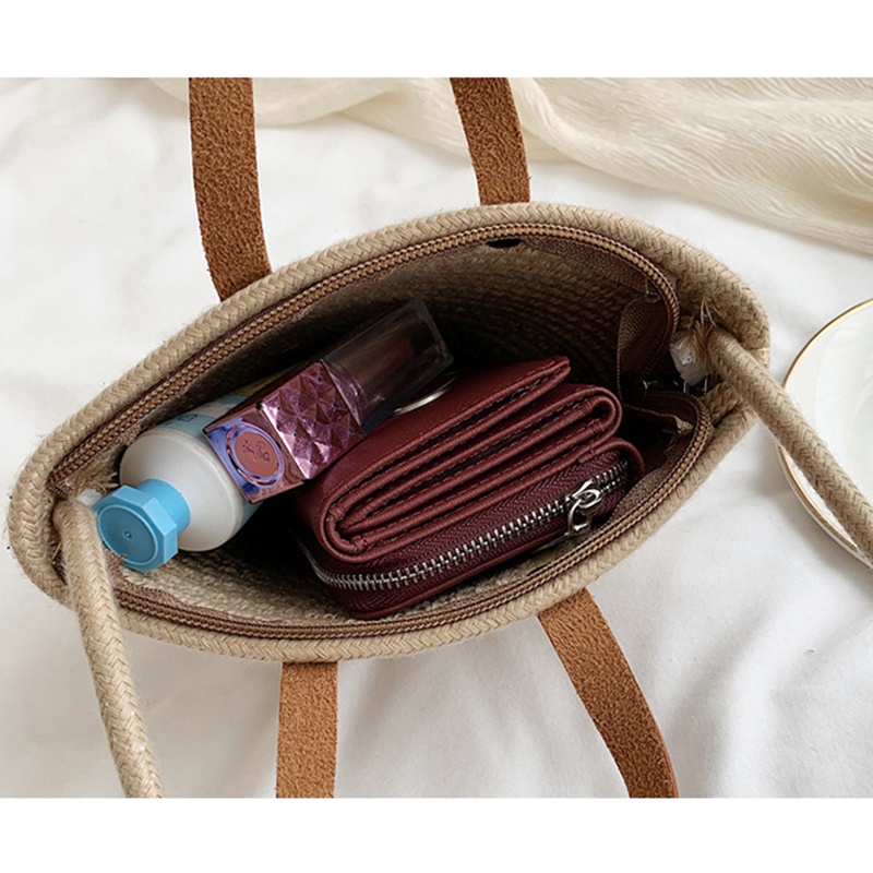 Túi Đeo Vai Đan Sợi Kiểu Pháp Cổ Điển Thời Trang Đi Biển Cho Nữ