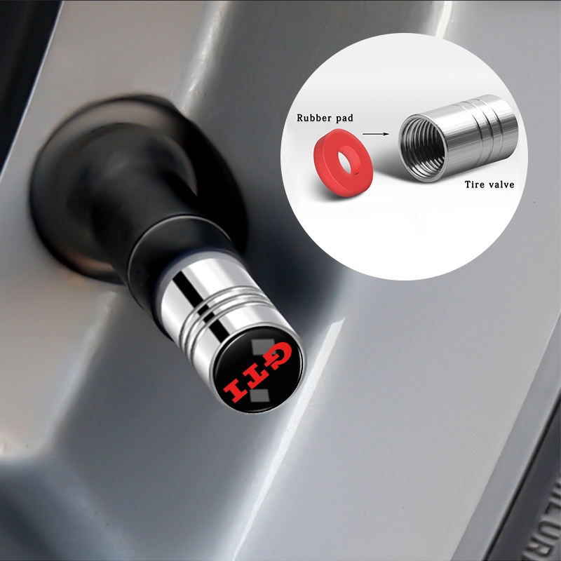 Set 4 Nắp Đậy Lốp Xe Hơi POLO Golf 5 6 7th generation GTI VW-GTI Bằng Nhôm Màu Đen / Bạc