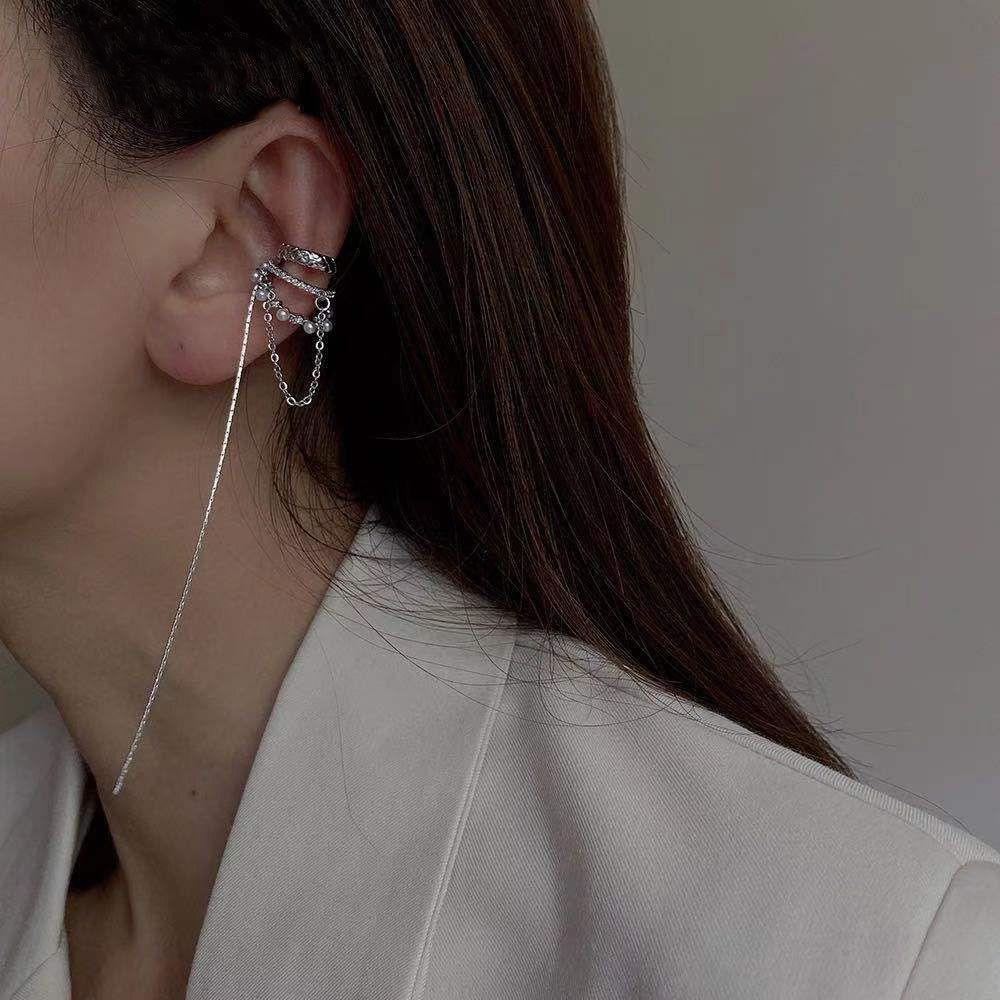 Bông Tai Thời Trang Kiểu Kẹp Dài Nhiều Lớp Cho Nữ VANES1